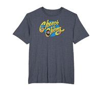 Cheech & Chong Classic Text Logo Floating Cartoon Faces T-Shirt, Men's Big and Tall, Heather Blue, 3X Tall