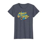 Cheech & Chong Classic Text Logo Floating Cartoon Faces T-Shirt, Women, Heather Blue, Small