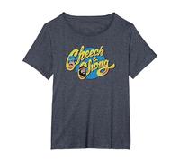 Cheech & Chong Classic Text Logo Floating Cartoon Faces T-Shirt, Women's Plus, Heather Blue, 5X