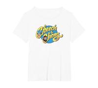Cheech & Chong Classic Text Logo Floating Cartoon Faces T-Shirt, Women's Plus, White, 3X