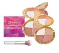 Cheek Palette and Eyeshadow Palette, 4 In 1 Face Palettes, Eyeshadow and Highlighter Makeup Kit with Metallic Shimmer eyeshadow, Highlighter and Blush, Multi-Purpose Makeup palettes Contour Kit (2PC)