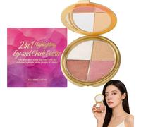 Cheek Palette & Eyeshadow Palette with brush- 4-In-1 Face Palettes with Metallic Shimmer Eyeshadow, crystal-like particles to catch light, Portable Compact, Highlighter & Blush