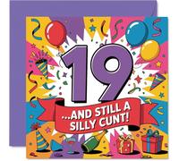 Cheeky 19th Birthday Card - Still a Total Rascal at 19 - Bold Multicolour Humour with Playful Celebration Vibe - Guaranteed to Get a Laugh - 145mm Square, Envelope Included