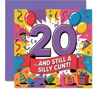 Cheeky 20th Birthday Card - Turning 20 with a Bang - Bold Multicolour Design and Playful Humour - Sure to Spark a Big Laugh - 145mm Square, Envelope Included