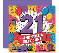 Cheeky 21st Birthday Card - Bold Laughs for Their Big 2-1 - Vibrant Multicolour Design with Unfiltered Cheeky Slogan - 145mm Square, Envelope Included