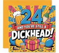 Cheeky 24th Birthday Card - Still a Legend at 24 - Bold Party Graphics with Playful Cheeky Humour - Sure to Get a Laugh from Mates - 145mm Square, Envelope Included