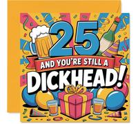 Cheeky 25th Birthday Card - Still a Legend at 25 - Bold Multicoloured Design with Playful Insult - Perfect for a Mate Who Loves a Laugh - 145mm Square, Envelope Included