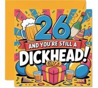 Cheeky 26th Birthday Card - Outrageously Honest Birthday Banter - Bold Multicolour Design with Playful 26th Milestone Dig - 145mm Square, Envelope Included
