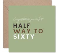 Cheeky 30th Birthday Card - Halfway to Sixty and Still Smashing It - Bold Minimal Design with Modern Stacked Typography - 145mm Square, Envelope Included