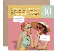 Cheeky 30th Birthday Card - Proper Grown-up Giggles - Vintage Ladies Plotting a Wild 30th - Perfect Blend of Class and Mischief - 145mm Square, Envelope Included