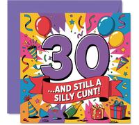Cheeky 30th Birthday Card - Turning 30 with Zero Chill - Bold Multicoloured Design with Playful Party Doodles - Guaranteed to Spark a Laugh - 145mm Square, Envelope Included