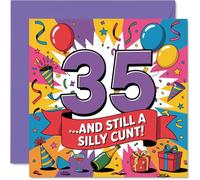 Cheeky 35th Birthday Card - Bold Laughs for Their Big 35 - Playful Multicolour Design with a Cheeky Twist - 145mm Square, Envelope Included