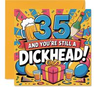 Cheeky 35th Birthday Card - Vivid Ch nd Banter - Multicolour 35th with Playful 'still a D*ckhead' Design - 145mm Square, Envelope Included
