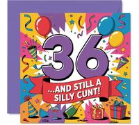 Cheeky 36th Birthday Card - Bold Laughs for the Big 36 - Vibrant Multi-colour Design with Playful Graphics - 145mm Square, Envelope Included