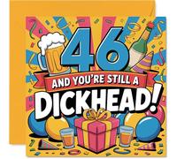 Cheeky 46th Birthday Card - A Proper Laugh for Their Big 46 - Bold, Colourful Design with a Cheeky Jab - 145mm Square, Envelope Included