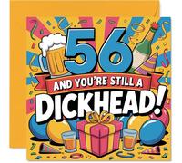 Cheeky 56th Birthday Card - Bold Banter for the Big 56 - Vibrant Colours and Unapologetically Cheeky Message - 145mm Square, Envelope Included