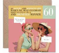 Cheeky 60th Birthday Card - Vintage Laughs for a Fabulous 60th - Stylish Women Plotting Birthday Mischief - 145mm Square, Envelope Included