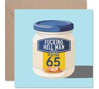 Cheeky 65th Birthday Card - Blunt Banter for a Big Milestone - Bold Jar Design with Blue and Yellow Pops - Guaranteed to Cause a Laugh - 145mm Square, Envelope Included