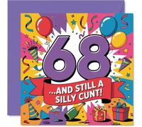 Cheeky 68th Birthday Card - Big 68 Energy - Bold Multicolour Design with a Naughty Sense of Humour - Guaranteed to Raise a Laugh at Any Party - 145mm Square, Envelope Included