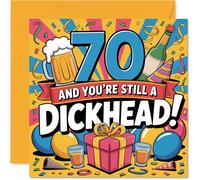 Cheeky 70th Birthday Card - Turning 70 and Still a Proper Wind-up - Bold Celebration Text with Playful Insult - 145mm Square, Envelope Included