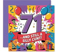 Cheeky 71st Birthday Card - Bold Laughs at 71 - Vibrant Multicolour Design with Playful Motif - Guaranteed to Shock and Amuse - 145mm Square, Envelope Included