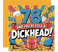 Cheeky 78th Birthday Card - Outrageously Honest Laughs - Vibrant Multicolour Party Design with Tongue-in-cheek Text - 145mm Square, Envelope Included