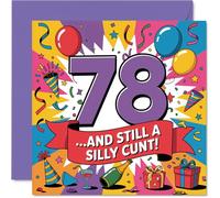 Cheeky 78th Birthday Card - Still Causing Mischief at 78 - Bold Multicoloured Design with Playful Celebration - Guaranteed to Spark a Laugh - 145mm Square, Envelope Included
