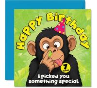 Cheeky 7th Birthday Card, Monkey Business for Their Big Day