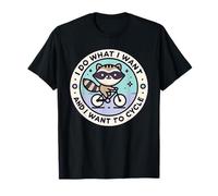 Cheeky Bicycle Raccoon with Saying for Cycling Fans T-Shirt