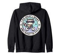 Cheeky Bicycle Raccoon with Saying for Cycling Fans Zip Hoodie