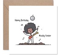 Cheeky Birthday Card - A Proper Giggle for Their Big Day - Playful Guitar-toting Character under a Disco Ball - Music-themed Fun That Stands Out - 145mm Square, Envelope Included