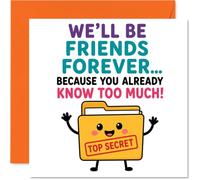 Cheeky Birthday Card - Because You Already Know Too Much - Cute Cartoon File Folder with Bold 'TOP SECRET' Stamp - 145mm Square, Envelope Included