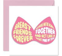 Cheeky Birthday Card - Breast Friends Forever - Playful Bra Design with Bold, Cheeky Wording - Guaranteed to Get a Giggle from Your Closest Mate - 145mm Square, Envelope Included
