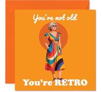 Cheeky Birthday Card for Generic - Still Turning Heads - Vibrant Retro Chic with a Stylish Older Woman - A Playful Nod to Timeless Cool - 145mm Square, Envelope Included