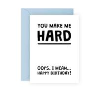 Cheeky Birthday Card for Partner - You Make Me Hard Funny and Romantic Birthday Greeting Card - For Husband, Boyfriend, Men, Him -Comes with Fun Stickers