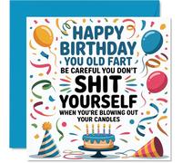 Cheeky Birthday Card - Full-on Birthday Banter - Multicoloured Confetti, Candles and a Hilariously Cheeky Message - 145mm Square, Envelope Included