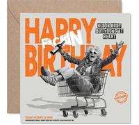 Cheeky Birthday Card - Outrageous Birthday Antics - Playful Older Woman in a Shopping Trolley - Guaranteed to Spark Giggles - 145mm Square, Envelope Included