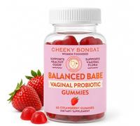 Cheeky Bonsai Balanced Babe Vaginal Probiotic Gummies, 5 Billion CFU, 60 Ct | Supports Healthy pH, Healthy Odor & Flora Support, Juicy Strawberry Flavor
