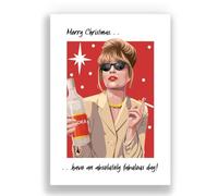 Cheeky Cards Christmas Greeting Card, Funny Absolutely Fabulous Patsy Theme, Premium 300 GSM, 12.7 x 17.8 cm, Includes Recycled Kraft Envelope