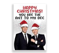 Cheeky Cards Christmas Greeting Card, Funny Ant and Dec Theme, 12.7 x 17.8 cm, Premium 300 GSM Card Stock, Includes Recycled Kraft Envelope