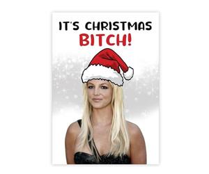 Cheeky Cards Christmas Greeting Card, Funny Britney Spears Theme, Premium 300GSM Card Stock, 12.7 x 17.8 cm, Eco-Friendly FSC Certified, with Recycled Kraft Envelope