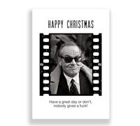 Cheeky Cards Christmas Greeting Card, Funny Jack Nicholson Theme, Premium 300 GSM Card Stock, 12.7 x 17.8 cm, Includes Recycled Kraft Envelope