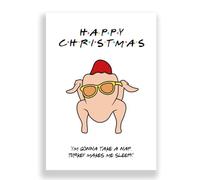 Cheeky Cards Christmas Greeting Card, Funny Turkey Theme, 12.7 x 17.8 cm, Premium 300 GSM Card Stock, Includes Recycled Kraft Envelope
