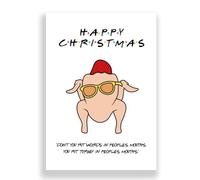 Cheeky Cards Greeting Card, Christmas, Funny, 1 Card, White, 300 GSM Premium Card Stock, Turkey Theme, Includes Kraft Envelope, 12.7 x 17.8 cm