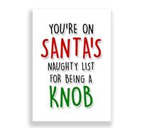 Cheeky Cards Greeting Card, Christmas, Funny, 1 Card, White, Premium 300 GSM Card Stock, Naughty List Theme, with Kraft Envelope, 12.7 x 17.8 cm