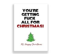 Cheeky Cards Greeting Card, Christmas, Funny, 1 Card, White, Single Pack, Blank Inside, Humorous Theme, Kraft Envelope Included, 12.7 x 17.8 cm