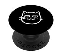 Cheeky Cat Face Funny Minimalist Kitten Meme PopSockets Adhesive PopGrip