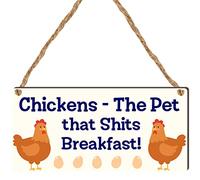 Cheeky Chickens: Hilarious and Whimsical Wooden Plaque for Chicken Lovers - Fun and Playful Home Decor and Gift Idea Funny Chicken Signs (Small: 19 cm (H) × 9 cm (W))
