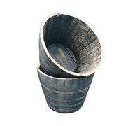 Cheeky Chicks Ltd Rustic Solid Oak Extra Large Half Whisky Barrel Planter Pot Outdoor Garden Decor | Set of 2