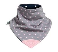 Cheeky Chompers Bandana Bib with Sensory Chew | Special Needs | Single Reversible Bib with 2 Designs: Pink Dots & Navy | Oral, Motor, Anxiety Relief | Safe & Hygienic | Medium Size for Older Children